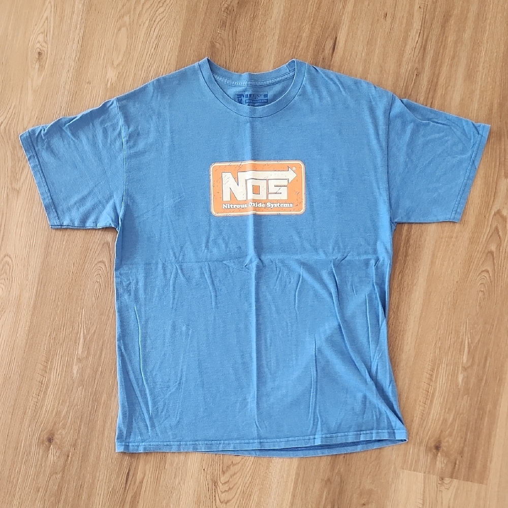 NOS Blue T-Shirt with Orange Logo